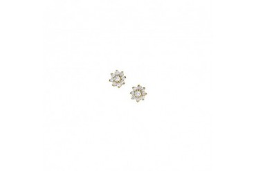 April Birthstone Diamonds 9 Stone Cluster Earrings in 14K Yellow Gold