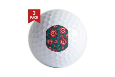 Red and Teal Geometric Floral Cute Golf Balls by CafePress