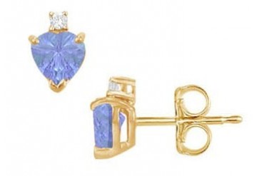 irconia and Created Tanzanite Stud Earrings Yellow Gold Vermeil 2.04 CT TGW