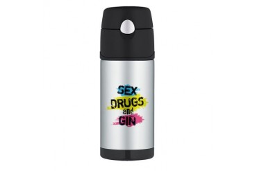Sex Drugs And Gin Vintage Thermos Bottle 12oz by CafePress