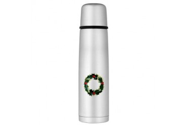 Holly Wreath Large Thermos Bottle Christmas Large Thermosreg; Bottle by CafePress