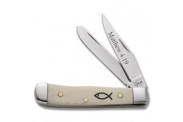 Case "Fisher of Men" Tiny Trapper with Smooth Natural Bone Handle