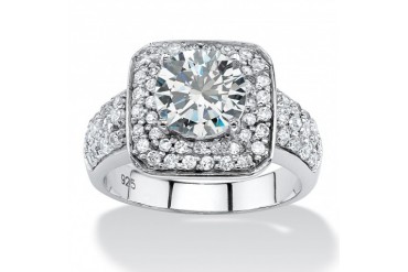 2.75 TCW CZ Ring in Platinum over Sterling Silver