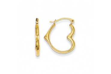 Sideways Heart Hoop Earrings in 14K Yellow Gold