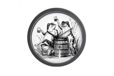 Beer Drinking Frogs Beer Wall Clock by CafePress