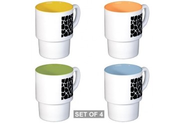 Black Giraffe Print Pattern. Stackable Mug Set 4 Giraffe Stackable Mug Set 4 mugs by CafePress