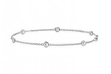 White Topaz Bracelet in 14K White Gold 7 Inch Length with 0.60 Carat Weigh