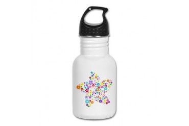 White Star Flower Rainbow Kid's Water Bottle by CafePress