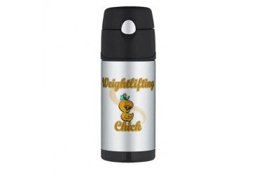 Weightlifting Chick 2 Girl Thermos Bottle 12oz by CafePress