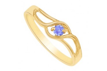 r Birthstone Tanzanite Prong Set Swift Twist Mother Ring in 14K Yellow Gold
