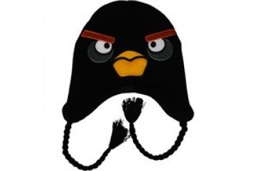 Angry Birds Black Bird Face Lapland Tasseled Embroidered Beanie
