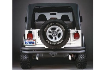 Olympic 4x4 Products Maxi Double Tube Bumper with Receiver Hitch in Gloss Black  353-111 Rear Bumpers