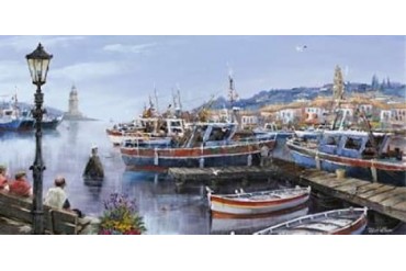 Paeceful french harbour Poster Print by Reint Withaar (24 x 48)