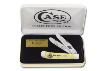 Case Matthew 19:26 Trapper with Yellow Synthetic Handle