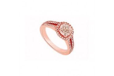 Morganite and April Birthstone Diamond Split Shank Engagement Ring in 14K R