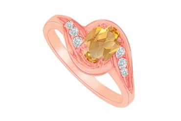 Citrine and CZ Semi Swirl Ring in Rose Gold Vermeil