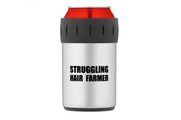 Struggling Hair Farmer Thermos Can Cooler Funny Thermosreg; Can Cooler by CafePress