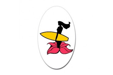 Surfing Wahine Sports Sticker Oval by CafePress