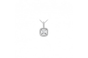 14K White Gold Round Cubic Zirconia Pendant 2.50 Carat TGW