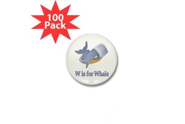 W is for Whale Baby Mini Button 100 pack by CafePress