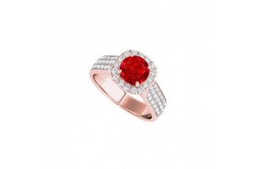 Three Rows of CZ and Ruby Engagement Ring in Vermeil