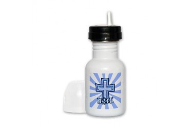 Cute Blue Polka Dot Hope Cross Cute Sippy Cup by CafePress