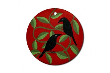 Two Crows Ornament Round Round Ornament by CafePress