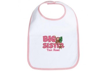 Big Sister Monkey Pink Baby Bib by CafePress