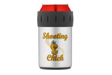 Shooting Chick 2 Thermos Can Cooler Gun Thermosreg; Can Cooler by CafePress