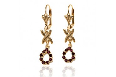 Gold and Ruby Crystal Teardrop Drop Earring