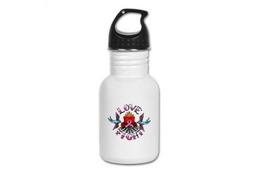 Pink Ribbon Tattoo design Cool Kid's Water Bottle by CafePress