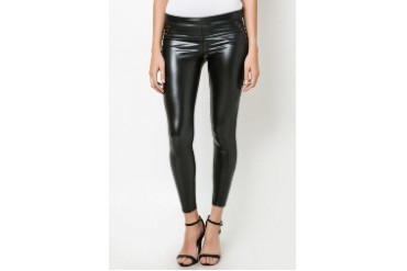 Lace-Up Wet Look Leggings