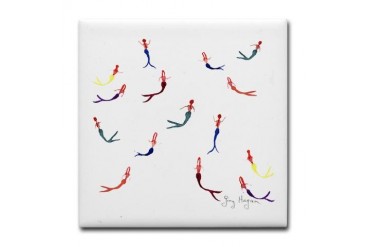 Swimming Mermaids Fantasy Tile Coaster by CafePress