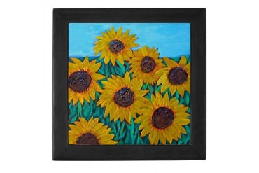 Sunflowers Black Art Keepsake Box by CafePress