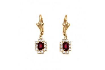 Ruby amp Gold Rectangle Frame Drop Earrings
