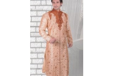 Pastel Peach Embroidered Sherwani