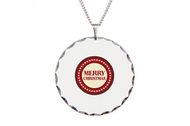 Merry Christmas Art Necklace Circle Charm by CafePress