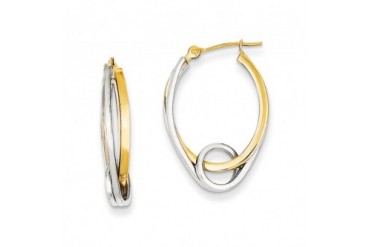 Double Oval Hoops with a Loop in 14K Two-tone Gold
