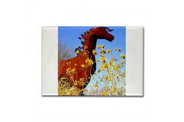 Iron Horse in Spring Horses Rectangle Magnet by CafePress