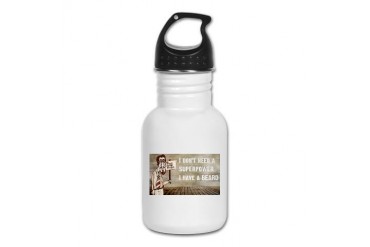Beard-Superpower-Wall Cartoon Kid's Water Bottle by CafePress