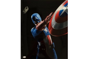 Stan Lee Marvel Comics Signed 16x20 Captain America Shield Throw Photo JSA
