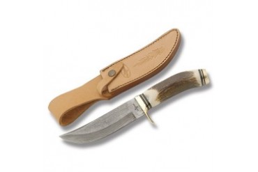 Fox-N-Hound 11" Damascus Bowie with Genuine Stag Handle