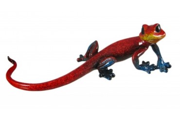 Speckled Red Blue Gecko Table Statue Figure Lizard
