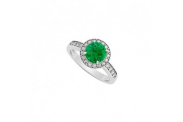 ent Ring Four Prong Set May Birthstone Emerald with Cubic Zirconia Accents