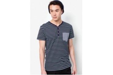 Kei&Kori Henley Tee With Check Pocket