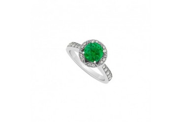 May Emerald and Cubic Zirconia April Birthstone Engagement Ring