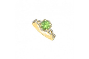 Centered Peridot August Birthstone with CZ in Criss Cross Shank Halo Engage