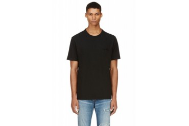 T By Alexander Wang Black Distressed Jersey Slub T shirt