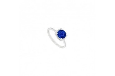 stone Sapphire and Diamond Engagement Rings 925 Sterling Silver 1.50 CT TGW