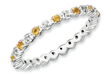 Stackable Expressions Sterling Silver Citrine Diamond Stackable Ring